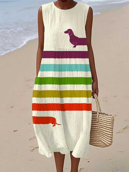 Audrey | Dachshund Art Print Midi Dress