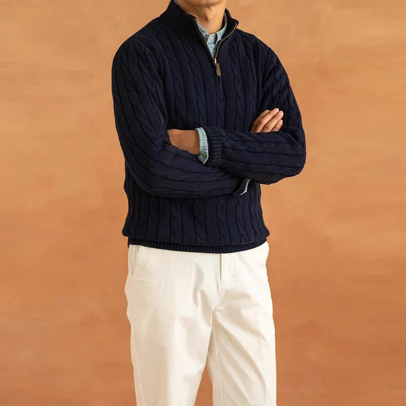 Men's Luxury Turtleneck - Knitted Sweater with Zip
