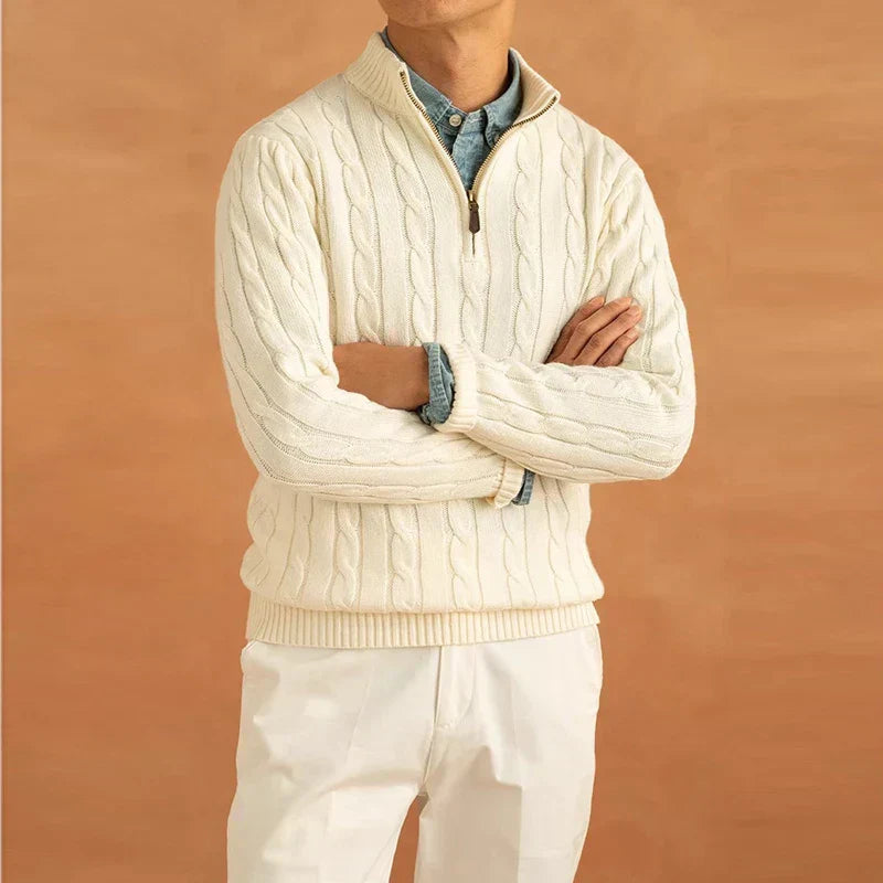 Men's Luxury Turtleneck - Knitted Sweater with Zip